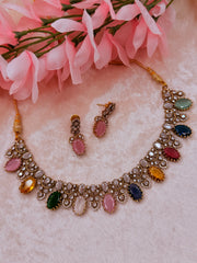 Multicolor Ad Victorian Necklace